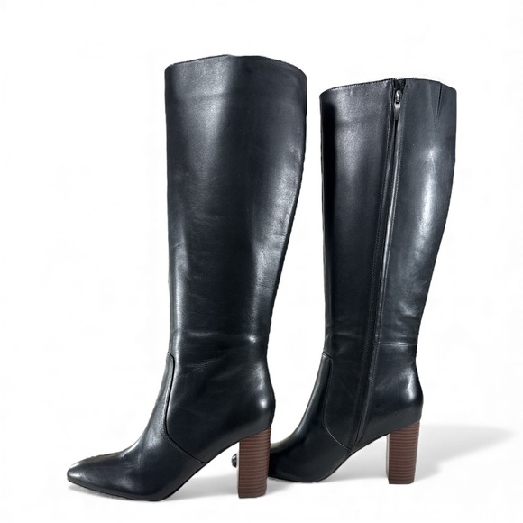 Nine West OTTON Black Leather Knee High Boots Women's Size 9M Block Heel NIB - Picture 11 of 13
